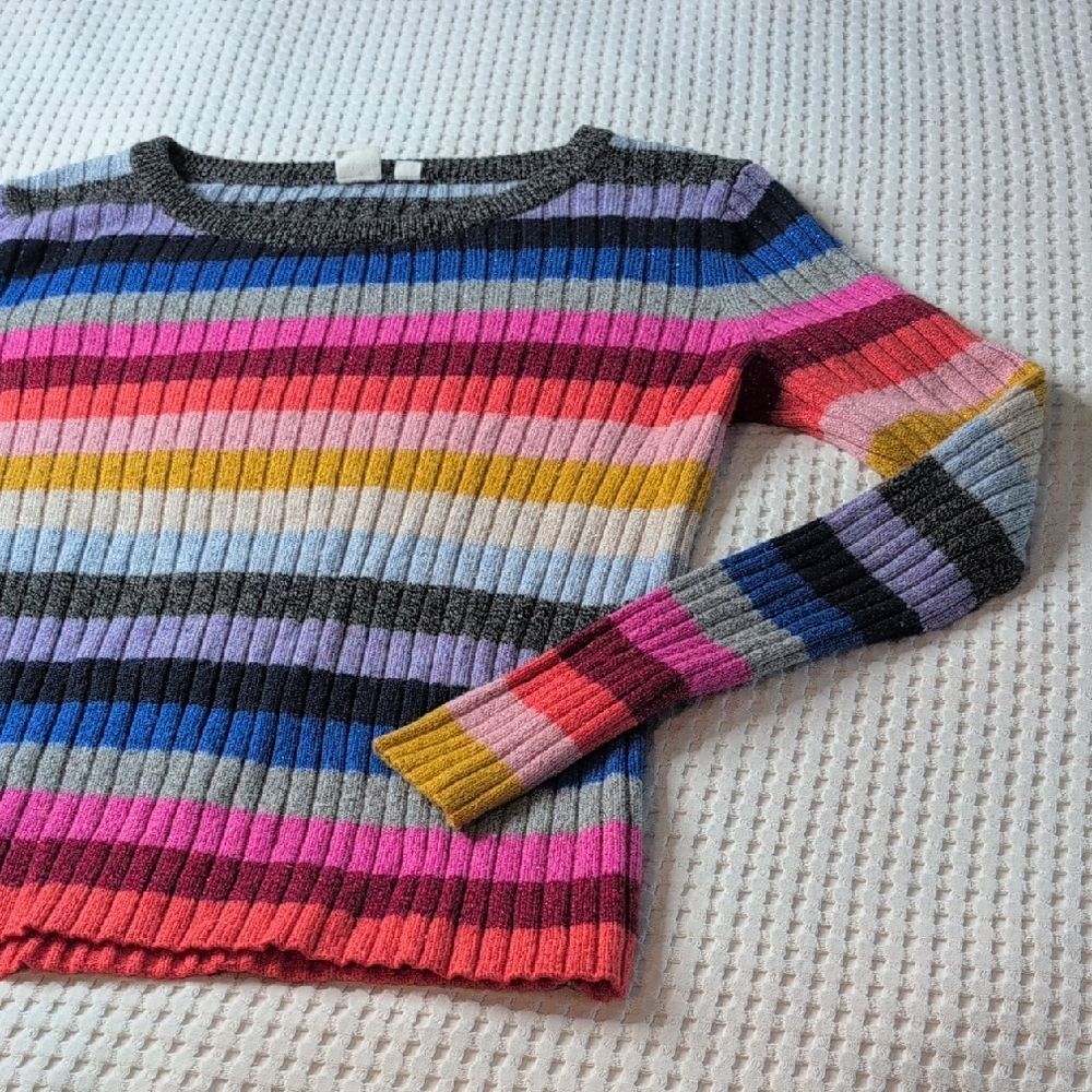 GAP Multicolor Striped Crew Neck Sweater Wool Blend - Picture 7 of 10